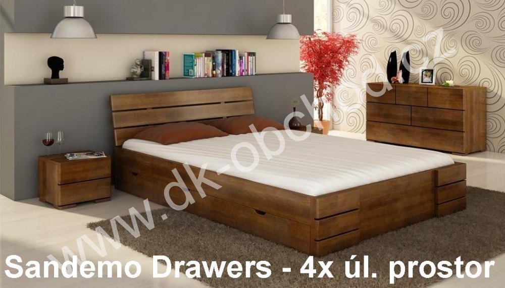 Buková postel s úložným prostorem 140x200 Sandemo Drawers