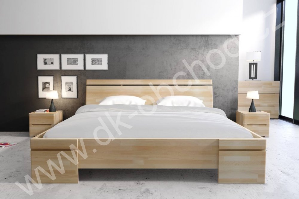 Buková zvýšená postel z masivu Sparta Maxi 200x220 - high long