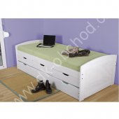 Bílá postel s úložným prostorem a přistýlkou MARINELLA