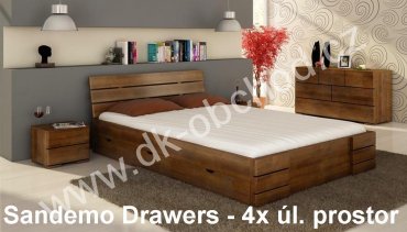 Buková postel s úložným prostorem 120x200 Sandemo Drawers