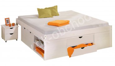 Bílá manželská postel s úložným prostorem Klára - 180x200