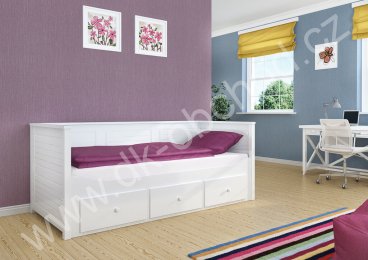 Bílá postel s úložným prostorem Melani - 90 x 200 cm